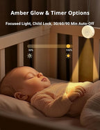 FOXFINE White Noise Machine, Portable Sound Machine with 36 Soothing Sounds, Focused Light, Timer, for Sleeping, Baby, Adults, Home & Travel, White