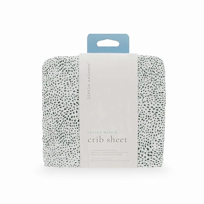 Little Unicorn Premium Crib Sheet | Breathable & Super-Soft Muslin Fabric (Green Seed)