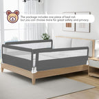 BABY JOY Bed Rails for Toddlers, 71'' Extra Long, Swing Down Bed Guard w/Safety Strap, Folding Baby Bedrail for Kids Twin, Double, Full Size Queen & King Mattress (71-Inch, Gray)