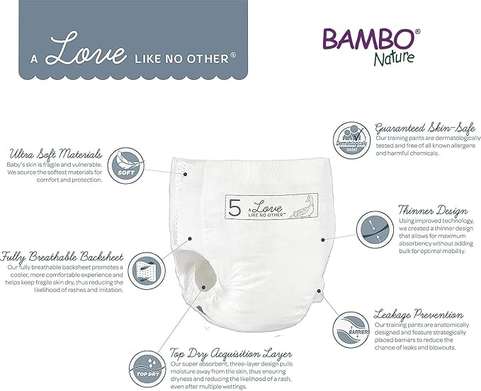 Bambo Nature Hypoallergenic Training Pants, Premium Eco-Labeled Training Pants, Totally Chlorine-Free, Skin Friendly - Size 6 (190 Count)