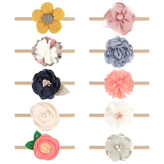 Baby Girl Headbands with Bows Soft Nylon Newborn Toddler Hairbands Handmade Baby Hair Accessories for Infant Girls Kids