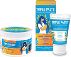Triple Paste Diaper Rash Cream for Baby - 8 Oz Tub & 3 Oz Tube At Home & On the Go Bundle - Zinc Oxide Ointment Treats, Soothes and Prevents Diaper Rash