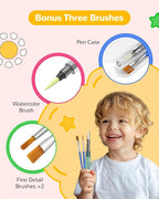 TECJOE Paint with Water Coloring Books for Toddlers, Princess Series Watercolor Set with 3 Brushes, Mess Free Painting Activity for Kids Ages 4 5 6 7 8, Arts & Crafts Toy