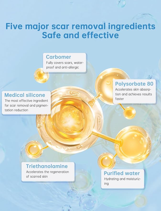 Silicone Scar Gel, Advanced Scar Cream treating for New and Old Scars, Surgical Scars, Burn Scars, Stretch Marks, Acne Scars, Dark markings, Keloid Removal 0.70 oz (20 g)