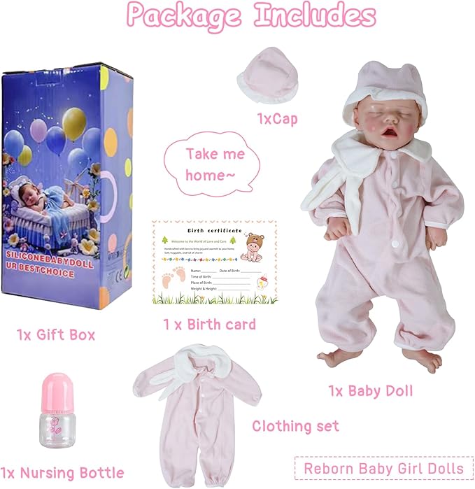 Lifelike Reborn Baby Dolls - 18 Inch Realistic Newborn Baby Dolls Girl, Full Silicone Baby Doll Real Baby Reborn Gift with Accessories for 3+ Years Old Kids