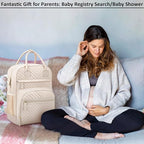 Diaper Bag Backpack Tote for Women Large Capacity, Baby Bag with Insulated Pockets Multifunctional Diaper Bags For Baby Girl Boy Waterproof Baby Bags For Boys Girls Maternity Bag Beige