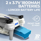 Drone with Camera 1080P HD - Foldable FPV Mini Drones with LED Lights for Adults Kids and Beginners, Toys Gifts RC Quadcopter with One Key Take Off, 3D Flips for Boys Girls with 2 Batteries, White