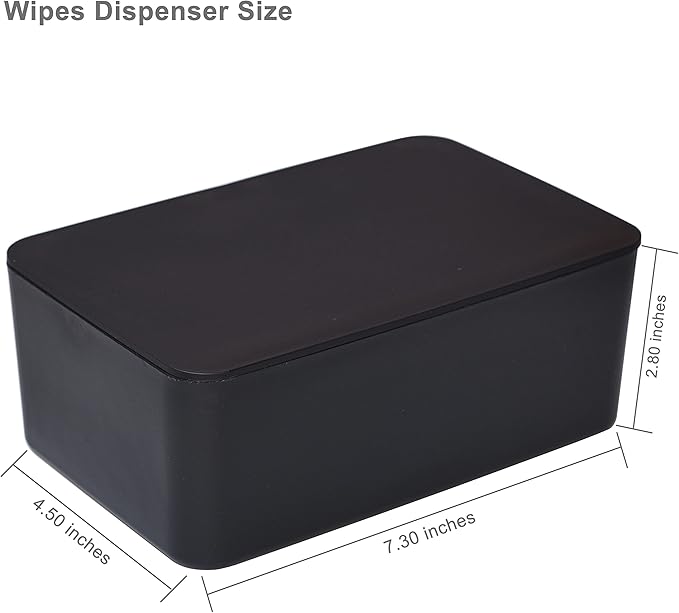 Diaper Wipes Dispenser, Tissue Storage Box Case, Wet Wipe Dispenser Holder with Lid for Home, Office, Cars (Black)