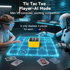 Rechargeable Tic Tac Toe Game Box with 5 Fun Brain Memory Games, Electronic Touchscreen Handheld Game, Portable Digital Puzzle Board Travel Toy, Gifts Choice for Kids and Adults(Yellow)