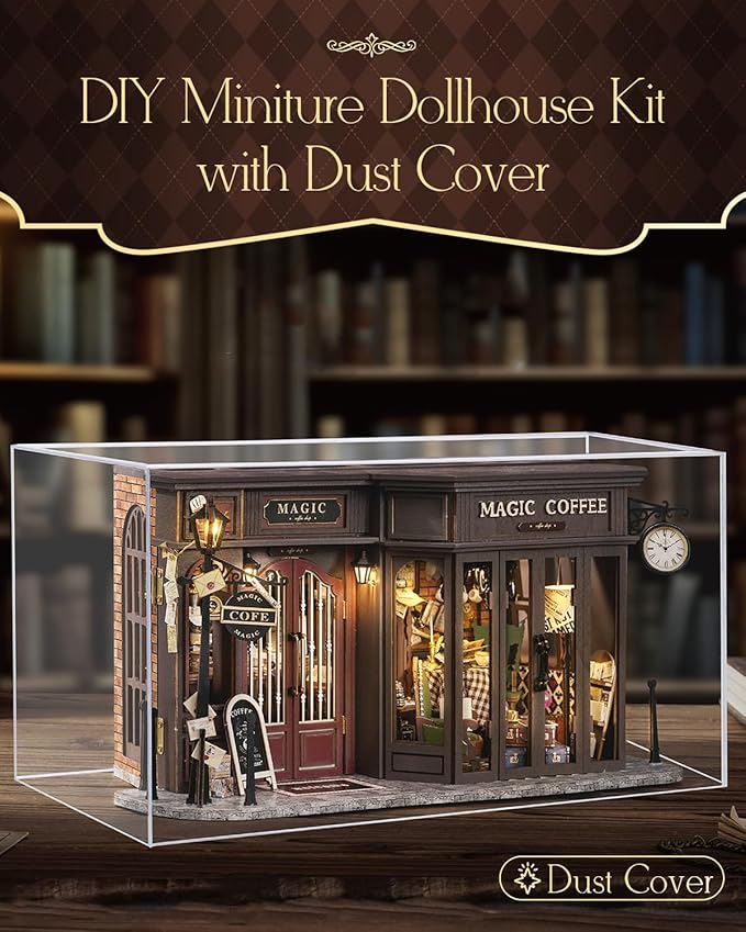CUTEBEE Dollhouse Miniature with Furniture, DIY Wooden Dollhouse Kit Plus Dust Proof, Creative Room Idea