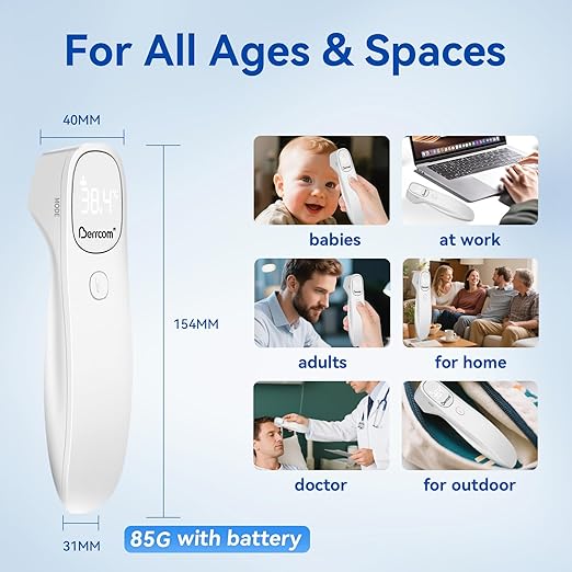Berrcom Non Contact Infrared Thermometer Digital Forehead Thermometer for Adults and Kids Temperature Thermometer 3 in 1 with Fever Alert Touchless Baby Thermometer Large LED Display
