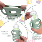 BUSOHA 3 Pack Silicone Sleeves for Dr Brown's Glass Baby Bottles - Drop Protection Baby Bottle Sleeves,Compatible with Dr. Brown's Newborn Glass Bottles,with Silicone Handles,9 oz