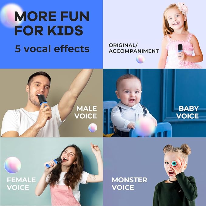 YLL Mini Karaoke Machine for Kids Adults, Portable Bluetooth Speaker with 2 Wireless Microphones, Birthday Gifts Toys for Girls Boys Ages 3, 4, 5, 6, 7, 8, 9,10,11,12+ Years Old Toddler (Royal-Blue)
