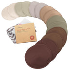 Organic Nursing Pads - 14 Washable Viscose Derived from Bamboo Breastfeeding Pads, Wash Bag, Reusable Breast Pads for Breastfeeding, Nipple Pads for Breastfeeding Essentials (Sable, L 4.8")