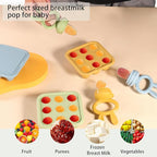 WAJIAYON Baby Food Freezer Tray,Silicone Nibble Freezer Tray,Baby Fruit Food Feeder Teether,Breastmilk Popsicle Mold,Babies Breast Milk Teether Pop Maker for Homemade Babies Meals-Blue