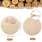 Baby Announcement Sign, 5.9 Inch Wooden Hello World Newborn Signs, Birth Announcement Sign, Baby Shower Hospital Nursery for Newborn Boys and Girls (Pink,Pen)