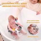 Baby Bath Seat for Babies 6 Months & Up Sitting Up,Infant Bath Seat with Temperature Alert+Open Backrest+on/Off Armrest,Toddler Bath seat Baby Bath Chair for Bathtub,Tub,Sink Grey