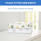 Delta Children Fitted Crib Sheets for Girls and Boys - Crib Sheet for Standard Crib and Toddler Mattresses - 28x52 Inch (Pack of 2), Safari Friends