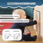 Blessimo® 12 Pack Magnetic Cabinet Locks Baby Proofing with 12 locks and 2 Keys - Child Locks For Kitchen, Cabinets and Drawers - 3M Adhesive Easy Installation