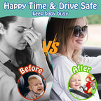 Baby Car Seat Dinosaurs Toys - Kick and Play Double Sided Infant Car Seat Toys with Plush Toys, Mirror, Teether for Baby, Babys Travel Activities, Christmas Birthday Gifts Newborn Infant Toys