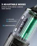 Nasal Irrigation System Electric Neti Pot Sinus Rinse Machine 200ml for Adults & Kids with 4 Nozzles & 30 Salts, USB-C Charge, Gentle Nasal Irrigation Device for Sinus Relief & Allergy（Gray）