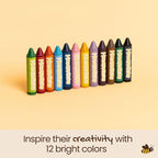 Honeysticks Super Jumbo Crayons (12 Pack) - Non Toxic Crayons for Kids - 100% Pure Beeswax and Food Grade Colors - For Toddlers 1-3, Unbreakable, Extra Large, Easy to Hold and Use, Eco-Friendly