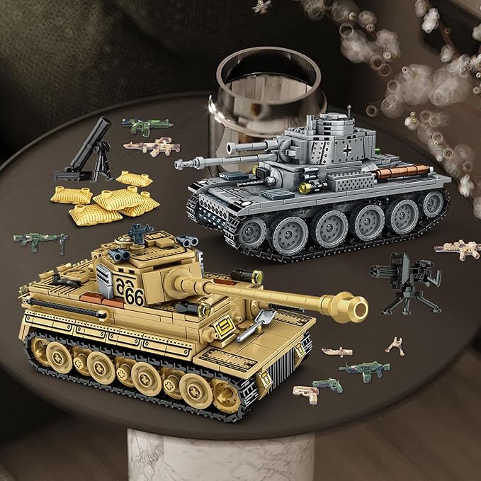 1030 Piece WW2 Army Tanks Toy Building Sets,Create a German Panzer 38T and a German Tiger Tank Toys,Adult Collectible Model Tanks Sets to Build,Christmas Birthday Gifts for Boys,Teens,Adults