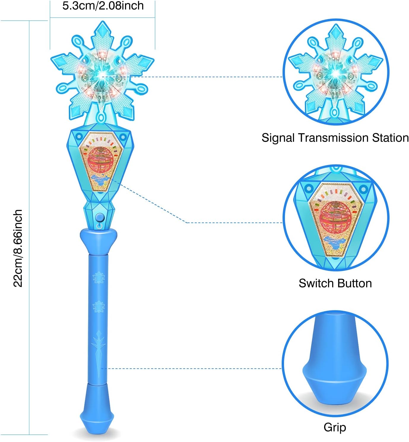 AMERFIST Magic Wand for Flying Orb Ball Cosmic Globe Galantic Fidget Spinner Toy with Infrared Sensor Gifts for Kids Adult - Two Modes-Built-in LED Lights