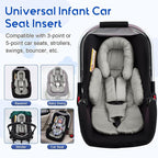 Baby Car Seat Head Support for Doona Stroller, Thickened Infant Carseat Head Support with 3 Strap Covers, Reversible Car Seat Insert for Newborn, Baby Car Seat Cushion with Filled Natural Cotton