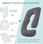 Sasttie Pregnancy Pillows for Sleeping, U Shaped Cooling Full Body Pillow with Removable Cover, Pregnant Women Must Haves, Maternity Essential, Dark Grey