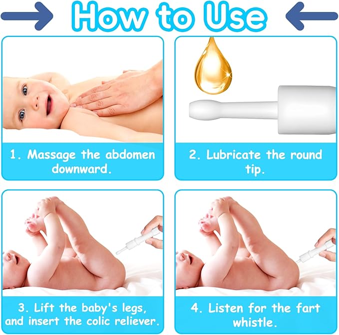 Gas and Colic Reliever for Babies, Baby Gas Colic Relief, Natural Solution for Baby Colic and Gas Relief, 100% Safe & Effective Instant Constipation Relief for Babies, 20 Count (White)