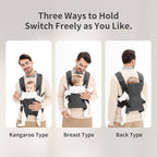 Baby Sling Carrier,4-in-1 Ergonomic Baby Backpack Front Carrier,Newborn to Toddler Wrap Lightweight Adjustable Baby Sling,Grey