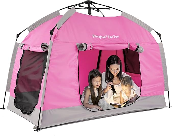 Kids Play Tent-Portable Playhouse Children House -Easy Set up Indoor Outdoor with Carry Bag for Kids-Light Strip Design for Night use -Space for Children and Parents-Birthday
