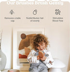 4 Piece Wooden Baby Hair Brush and Comb Set for Newborns & Toddlers in Chic Gift Box - Ultra Soft Natural Goat Hair and Wood Baby Brush Set Prevents Cradle Cap - Perfect Registry Gift (Pink)