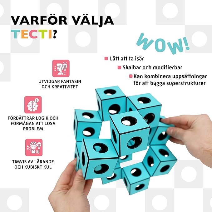 TECTI Kinetic Building System - Cubes with Seismic Moves - Consists of 3-Dimensional Interconnected Cubes - Build Over 50 Dynamic Structures - by Fun in Motion Toys