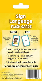 Teacher Created Resources Sign Language Flash Cards (EP62076), White Medium