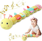 Baby Toys 0 to 12 Months, Musical Stuffed Animal Activity Soft Toys with Multi-Sensory Crinkle, Rattle and Textures, Infant Tummy Time Toys for Newborn Boys Girls, Caterpillar, Yellow