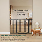 Cumbor 2 Pack 29.7"-48" Baby Gate for Stairs, Mom's Choice Awards Winner-Dog Gate for Doorways, Pressure Mounted Auto-Close Pet Gates for Dogs Indoor, Safety Child Gate with Easy Walk Thru Door,Black