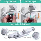 Door Lever Lock (3 Pack) Door Locks for Kids Safety, Baby Proofing Door Knob Child Proof Door Knob Covers, Child Safety Locks for Doors, with 3M Adhesive, for Doors, Windows, Bathtubs, Faucets (Grey)