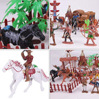 NUOBESTY Cowboys and Indians Plastic Figures Playset, Wild West Cowboys and Indians Models for Miniature Sandbox Decoration Educational Toys for Children