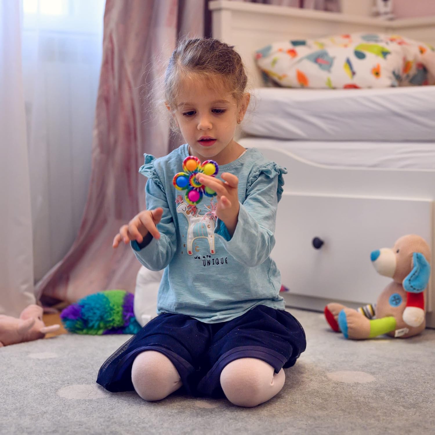 Nutty Toys Fidget Spinner Dimple Popper Sensory Toy - Top Stress & Anxiety Relief Gifts 2024 Unique Christmas Stocking Stuffers Idea for Toddler Kids & Adults Best Teen Girl Teenage Boys Tween Present