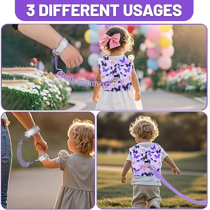 Toddler Harness with Anti Lost Wrist Link - Baby Safety Leash for Kids for Travel for Crowded Parks, Airports