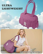 Duffle Bag with Initial, Spend The Night Bags for Women，Overnight Bag with Wet Pocket，Birthday Gift-Lightweight Travel Bags Personalized Gym Tote with Makeup Pouch