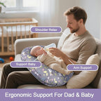 Nursing Pillow, Breastfeeding Pillow with Removable Cotton Cover, Baby Feeding Pillow for Mom Easier Breast Feeding and Bottle Feeding, Breastfeeding Support Cushion for Newborn (Sloth)