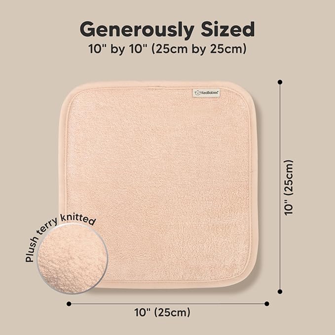 6-Pack Baby Washcloths - Soft Absorbent Viscose from Bamboo Wash Cloths for Babies, Kids, Toddlers, Infant, Newborn Bath Towels, Gentle on Sensitive Skin, 10x10 Reusable Face Towels (Peachy)