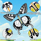 SANYIYIBA 24 Pack Flying Butterfly Craft Kit with 12 Wind Up Butterflies and 12 Color Pens DIY Toys for Kids' Parties School Activities and Parent-Child Fun