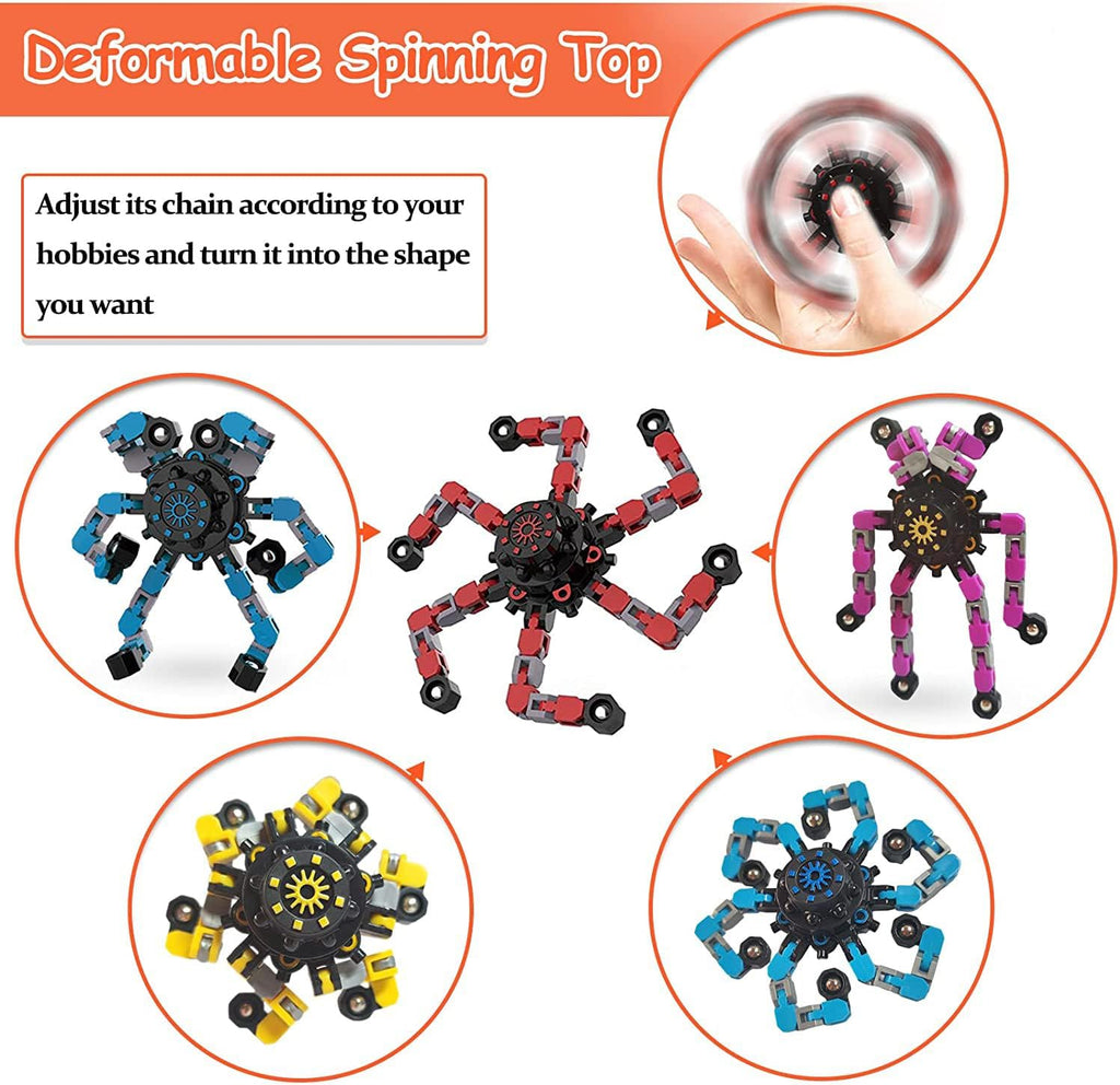 5pcs Random Fidget Spinners,DIY Deformable Robot Fingertip Toys,Decompression Spinner,Deformable Creative Mechanical Gyro Toys,Stress Relief Mechanical Chain Toy for Kids Adults，Party Supplies