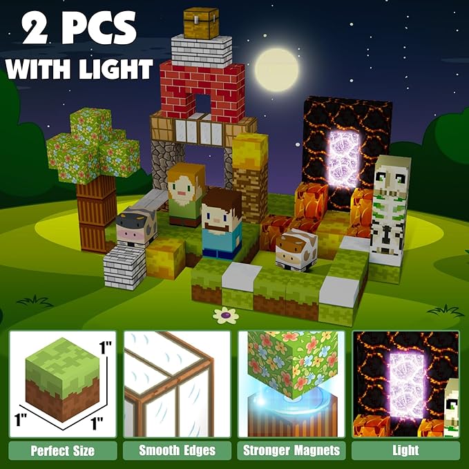 Magnetic Blocks Building Toys Set, Magnetic Building Blocks Kit Magnet Cubes for Boys Girls Ages 3-8, STEM Sensory Construction Toys for Kids Birthday Christmas