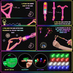 Glow in the Dark Party Supplies, 264 PCS Light Up Party Favors with LED Glasses,Glow Sticks,Finger Lights,LED Hair Clips,Slingshot,Glasses Molds,Butterfly Bracelet for Birthday,Raves,New Year