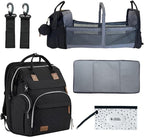 Baby Diaper Bag Backpack with Changing Station, Large Capacity, USB Port, Pacifier Case, Mosquito Net & Wipes Bag Stylish Travel Bag for Boys, Girls, Moms & Dads, Shower Gift